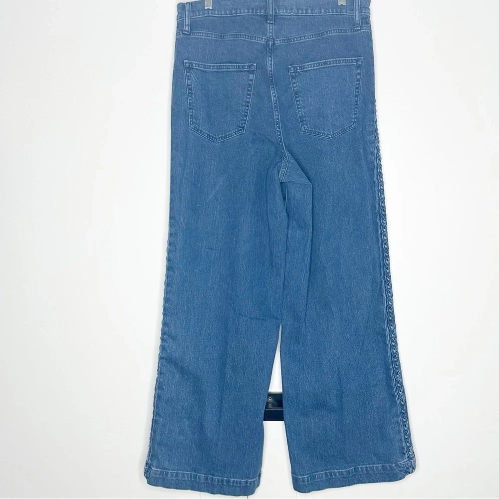 Land’s End Soft Denim High Rise Wide Leg Braided Jeans 15 blue sustainable flare - Picture 7 of 14